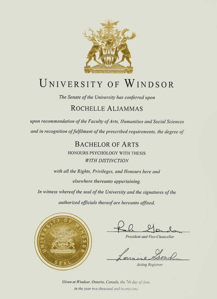 Diploma from the University of Windsor