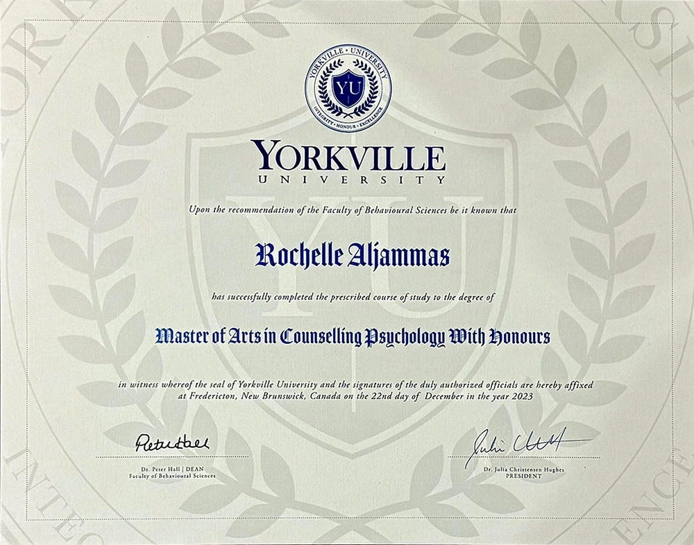 Diploma from Yorkville University